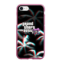 Чехол iPhone 7/8 матовый GTA 6 vice city glitch, цвет: 3D-малиновый