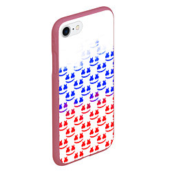 Чехол iPhone 7/8 матовый Marshmello russia color, цвет: 3D-малиновый — фото 2