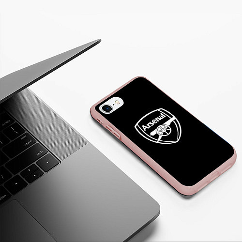 Чехол iPhone 7/8 матовый Arsenal fc белое лого / 3D-Светло-розовый – фото 3