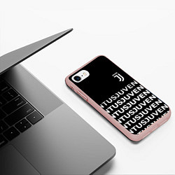 Чехол iPhone 7/8 матовый Juventus pattern fc club steel, цвет: 3D-светло-розовый — фото 2