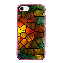 Чехол iPhone 7/8 матовый Витражная стеклянная мозаика, цвет: 3D-малиновый