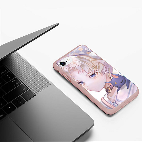 Чехол iPhone 7/8 матовый Sailor Moon Усаги Цукино / 3D-Светло-розовый – фото 3