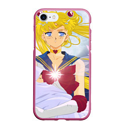 Чехол iPhone 7/8 матовый Sailor Moon Усаги Цукино и младенец, цвет: 3D-малиновый