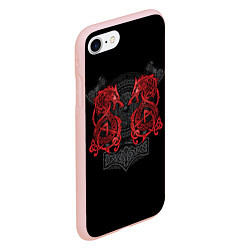 Чехол iPhone 7/8 матовый Кельтский узор с волком и топорами, цвет: 3D-светло-розовый — фото 2