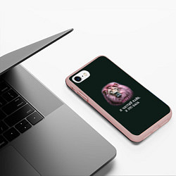 Чехол iPhone 7/8 матовый Голова льва с розовой гривой: я чистый кайф это ба, цвет: 3D-светло-розовый — фото 2