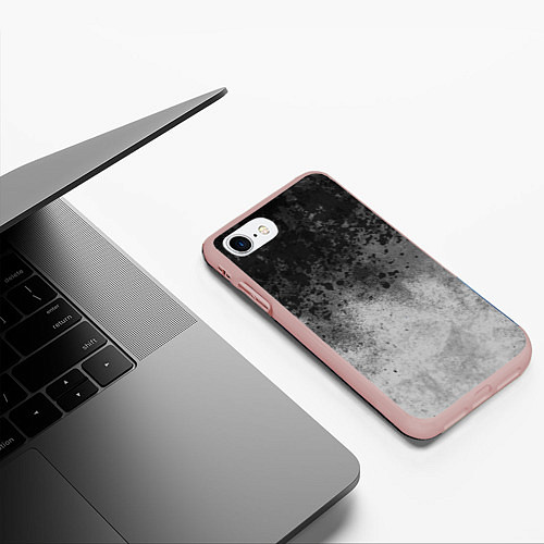 Чехол iPhone 7/8 матовый Абстракция - серые чернила / 3D-Светло-розовый – фото 3