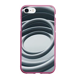 Чехол iPhone 7/8 матовый Серые кольца, цвет: 3D-малиновый