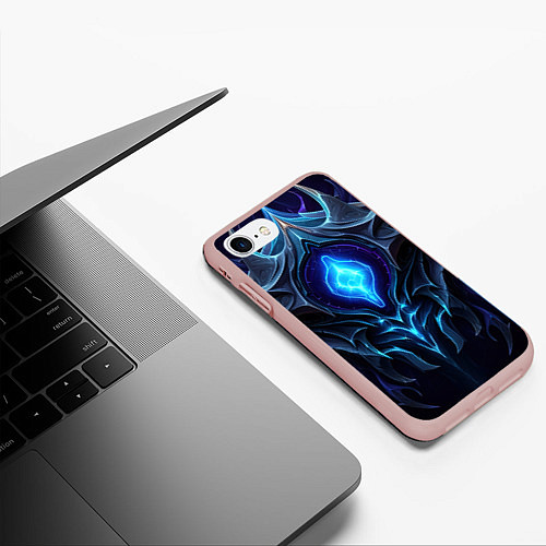 Чехол iPhone 7/8 матовый Магическая синяя абстракция / 3D-Светло-розовый – фото 3