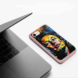 Чехол iPhone 7/8 матовый Граффити портрет Илона Маска, цвет: 3D-светло-розовый — фото 2