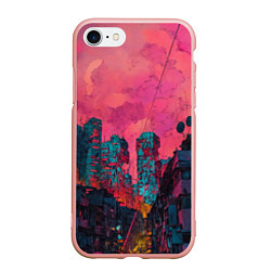 Чехол iPhone 7/8 матовый Абстрактный город в неоновых цветах, цвет: 3D-светло-розовый