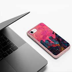 Чехол iPhone 7/8 матовый Абстрактный город в неоновых цветах, цвет: 3D-светло-розовый — фото 2