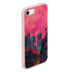 Чехол iPhone 7/8 матовый Абстрактный город в неоновых цветах, цвет: 3D-светло-розовый — фото 2