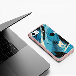 Чехол iPhone 7/8 матовый Синие белые черные мазки краски, цвет: 3D-светло-розовый — фото 2