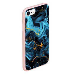 Чехол iPhone 7/8 матовый Синяя абстракция с золотым напылением, цвет: 3D-светло-розовый — фото 2