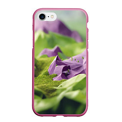 Чехол iPhone 7/8 матовый Геометрический пейзаж фиолетовый и зеленый, цвет: 3D-малиновый