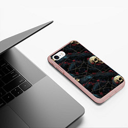 Чехол iPhone 7/8 матовый Черепа в кустах с шипами, цвет: 3D-светло-розовый — фото 2