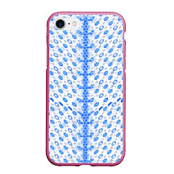 Чехол iPhone 7/8 матовый Синие киберпанк ячейки на белом фоне, цвет: 3D-малиновый