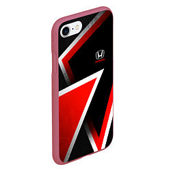 Чехол iPhone 7/8 матовый Honda - красные треугольники, цвет: 3D-малиновый — фото 2