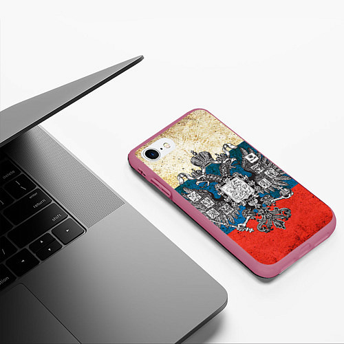 Чехол iPhone 7/8 матовый Герб имперской России / 3D-Малиновый – фото 3