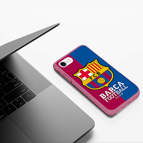 Чехол iPhone 7/8 матовый Barca Football / 3D-Малиновый – фото 3
