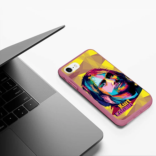 Чехол iPhone 7/8 матовый Kurt Cobain: Abstraction / 3D-Малиновый – фото 3