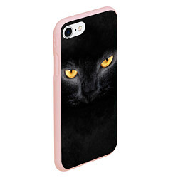 Чехол iPhone 7/8 матовый Черная кошка, цвет: 3D-светло-розовый — фото 2