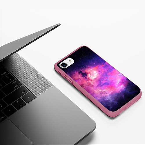 Чехол iPhone 7/8 матовый Космос / 3D-Малиновый – фото 3