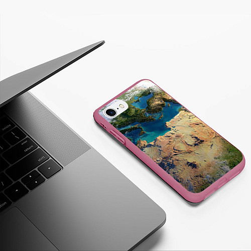 Чехол iPhone 7/8 матовый Земля / 3D-Малиновый – фото 3