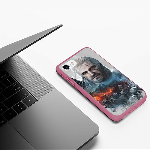 Чехол iPhone 7/8 матовый Witcher / 3D-Малиновый – фото 3