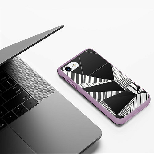 Чехол iPhone 7/8 матовый Геометрия / 3D-Сиреневый – фото 3
