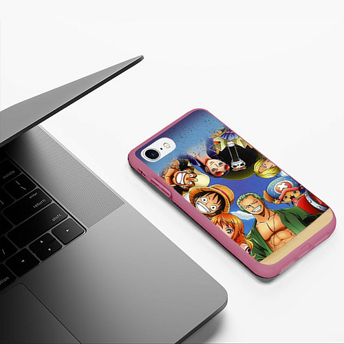 Чехол iPhone 7/8 матовый One Piece / 3D-Малиновый – фото 3