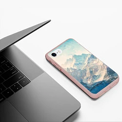 Чехол iPhone 7/8 матовый Горы, цвет: 3D-светло-розовый — фото 2