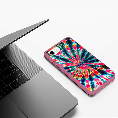 Чехол iPhone 7/8 матовый Tie dye / 3D-Малиновый – фото 3