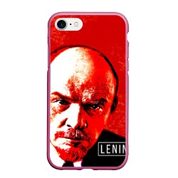 Чехол iPhone 7/8 матовый Red Lenin, цвет: 3D-малиновый