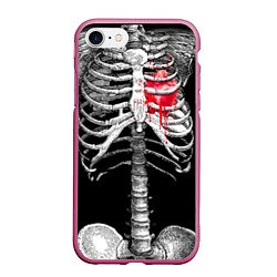 Чехол iPhone 7/8 матовый Скелет с сердцем, цвет: 3D-малиновый
