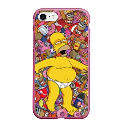 Чехол iPhone 7/8 матовый Рай Гомера, цвет: 3D-малиновый