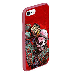 Чехол iPhone 7/8 матовый Скелет, цвет: 3D-малиновый — фото 2