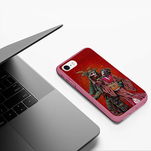 Чехол iPhone 7/8 матовый Скелеты / 3D-Малиновый – фото 3