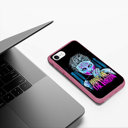 Чехол iPhone 7/8 матовый BMTH: Acid Girl / 3D-Малиновый – фото 3
