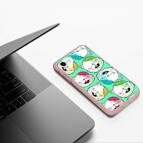 Чехол iPhone 7/8 матовый Drop Dead: Kitty Heads / 3D-Светло-розовый – фото 3