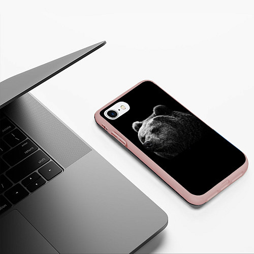 Чехол iPhone 7/8 матовый Взгляд мишки / 3D-Светло-розовый – фото 3