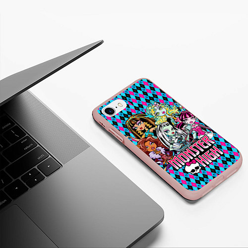 Чехол iPhone 7/8 матовый Monster High / 3D-Светло-розовый – фото 3