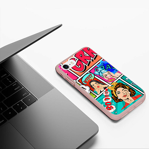 Чехол iPhone 7/8 матовый POP ART / 3D-Светло-розовый – фото 3