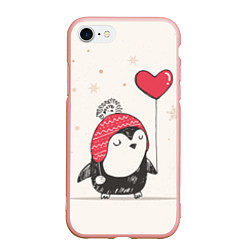Чехол iPhone 7/8 матовый Влюбленный пингвин, цвет: 3D-светло-розовый