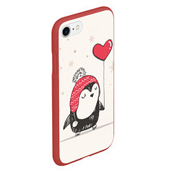 Чехол iPhone 7/8 матовый Влюбленный пингвин, цвет: 3D-красный — фото 2