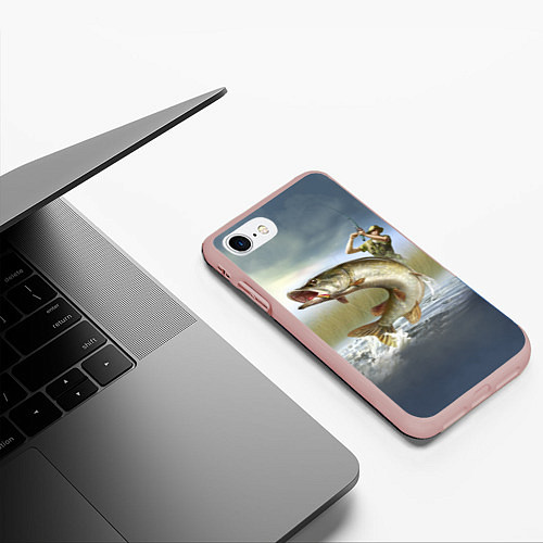 Чехол iPhone 7/8 матовый Дерзская щука / 3D-Светло-розовый – фото 3