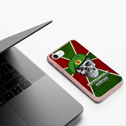 Чехол iPhone 7/8 матовый Череп: Пограничные войска / 3D-Светло-розовый – фото 3