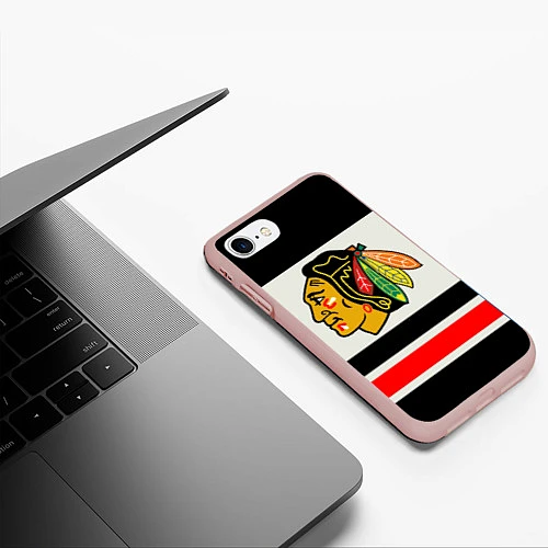 Чехол iPhone 7/8 матовый Chicago Blackhawks / 3D-Светло-розовый – фото 3
