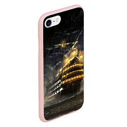 Чехол iPhone 7/8 матовый Боевой парусник в суровую погоду, цвет: 3D-светло-розовый — фото 2