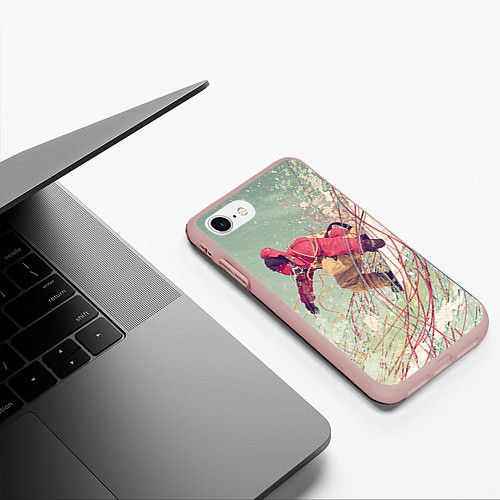 Чехол iPhone 7/8 матовый Сноуборд / 3D-Светло-розовый – фото 3